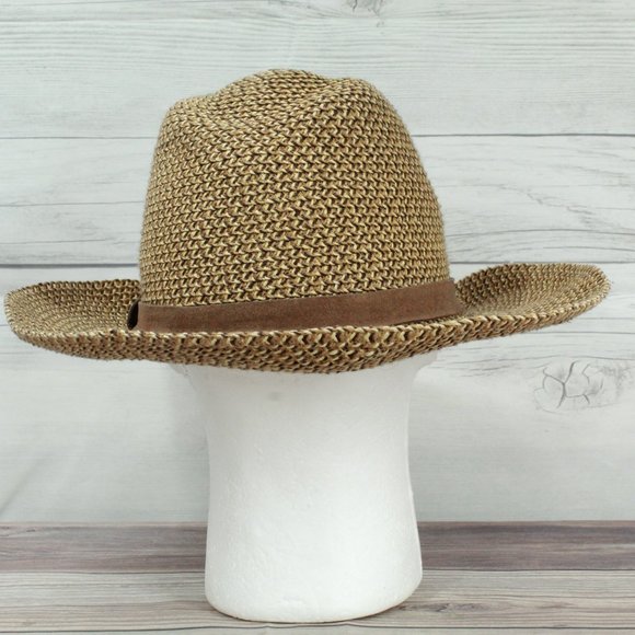 OUTBACK Wallaroo Brown 100% Paper Braid Woven Fedora Hat Size XL - Picture 4 of 10